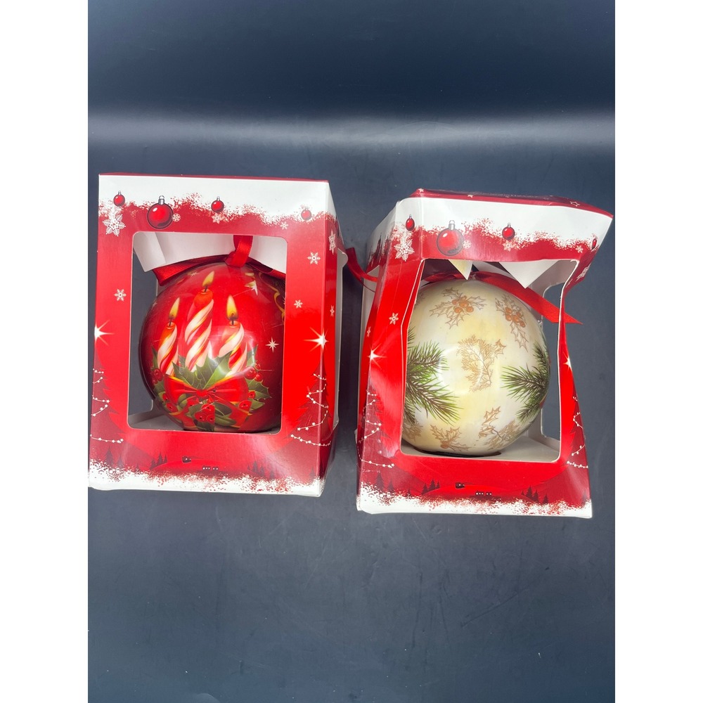 Vtg Light Up Christmas Ornaments in Original Boxes Candle & Pinecone Design